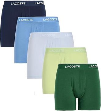 Lacoste 5-Pack Cotton Boxer Briefs Mens Underwear Blue/Green : XS (EUR 3), Cotton/Elastane
