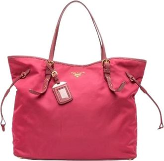 Prada Pre-owned Tote Bags, female, Pink, Size: ONE SIZE Pre-owned Nylon Tote Bag