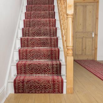 Runrug Stair Runner Carpet for Staircases - Soft & Comfy, 9mm - Afrikans in Red | Size: 100 cm x 720 cm