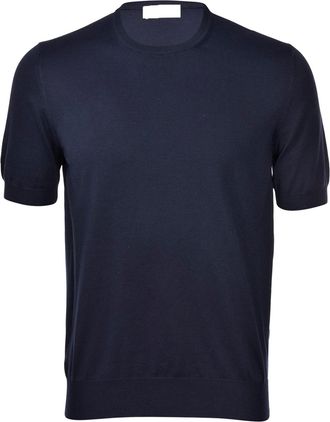 Paolo Fiorillo Knit Paricollo Sweater in Deep Blue Cotton