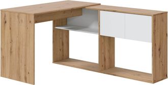 HOMN Mesa de escritorio modular 2 puertas 2 huecos, madera/blanco, 108 cm