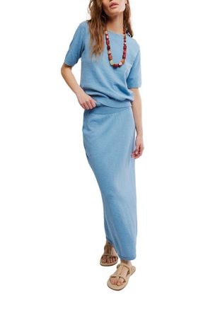 Free People Isabella Cotton & Linen Knit Sweater & Maxi Skirt Set in Dusk Blue at Nordstrom, Size X-Large