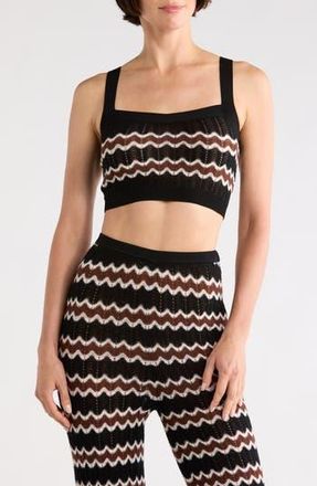 Diane Von F&uuml;rstenberg Stephanie Crop Sweater Tank in Black/Coffee Grind/Multi at Nordstrom Rack, Size Xx-Small