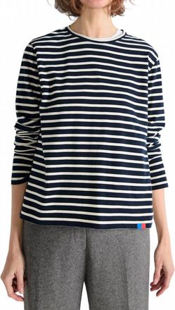 Kule Modern Long Sleeve T-Shirt In Cream Navy