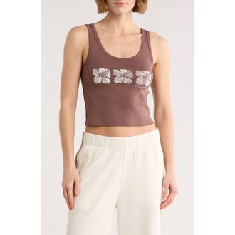 Billabong Three Of a Kind Cotton Graphic Tank in Bark Brown at Nordstrom Rack, Size X-Small