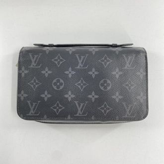 Louis Vuitton Black Blue Monogram Eclipse Monogram Eclipse Long Bill Wallet (Bi-Fold) (Pre-Owned)