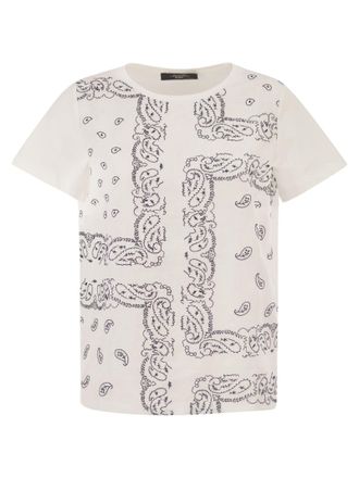 Max Mara Weekend Maxmara Wkdgenio besticktes T-Shirt aus Leinen und Stretch-Baumwolljersey