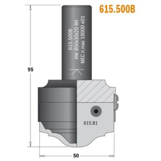 CMT 615.500b Cuerpo Fresa (b) S=20x50 D=50x30x95 Dx