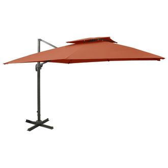 Berkfield Home Cantilever Umbrella with Double Top 300x300 cm Terracotta in Orange