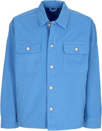 Obey Blauwe Shirtjas met Kraag - Heren - Zomerjassen - Blauw - S - Katoen - Jassen