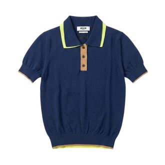 Msgm Polo Shirts, female, Blue, Size: XS Buttoned Polo Shirt