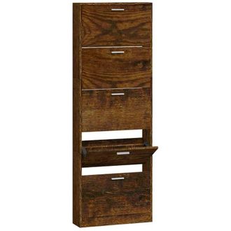 vidaXL Shoe Cabinet Smoked Oak 59x17x169 cm Engineered Wood Vidaxl