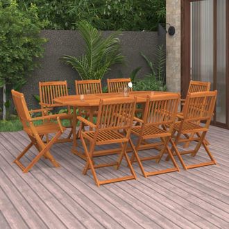 vidaXL Juego Comedor De Jard&iacute;n 9 Pzas Madera Maciza Acacia 180x90x75cm Vidaxl