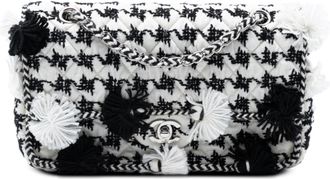 Chanel Pre-owned Womens Medium Classic Embroidered Canvas Double Flap - White Textile - One Size