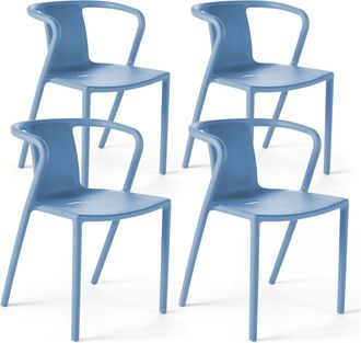 Oviala Lote de 4 sillas de plástico de polipropileno azul