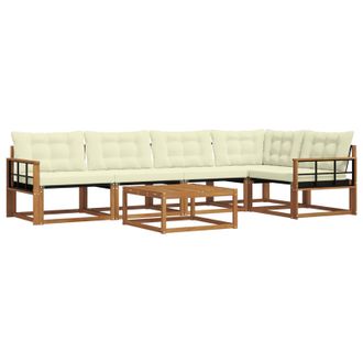 vidaXL Conjunto De Sof&aacute;s De Exterior Con Coj&iacute;n 6 Pcs Natural Y Crema Vidaxl