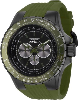 Invicta Aviator 39302 Heren Horloge - Quartz Uurwerk - Roestvrij Staal met zwarte Wijzerplaat - 50mm