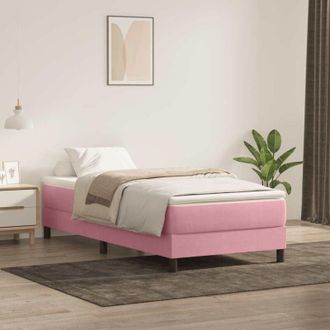 vidaXL Cama Box Spring Con Colch&oacute;n Terciopelo Rosa 90x210 Cm Vidaxl