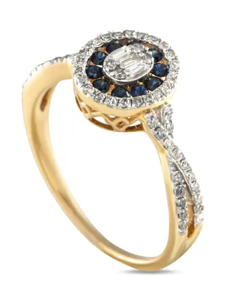 Luxury Bazaar 14K yellow gold diamond and sapphire ring
