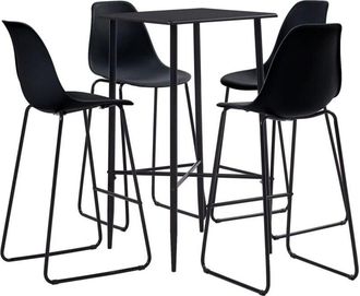 vidaXL 5 Piece Bar Set Plastic Black Vidaxl