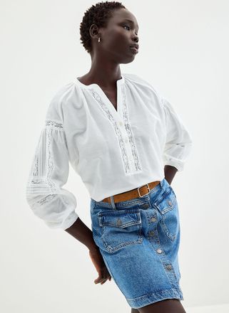 Contemporaine Womens Oversized broderie anglaise blouse