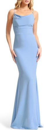 Dress The Population Eliana Cowl Neck Mermaid Gown in Sky at Nordstrom, Size X-Large