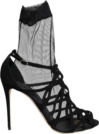 Dolce & Gabbana Zwarte Mesh Hakken Sandalen Schoenen - Dames - Sandalen met hakken - Zwart - 41 EU - Leer - Schoenen