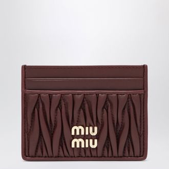 Miu Miu Bordeaux Matelass&eacute; Nappa Card Holder