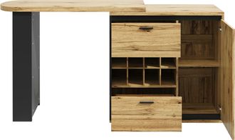 STILVORA Tavolo Da Pranzo Allungabile Con 2 Cassetti, Portabottiglie E Ripiani Aperti In Mdf E Metallo, Legno