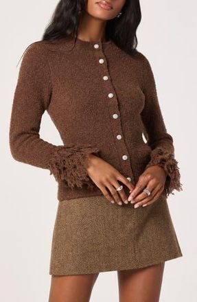 ASTR the Label Fringe Sleeve Cardigan in Brown at Nordstrom Rack, Size X-Small