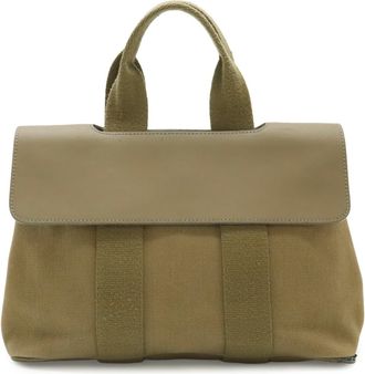 Herm&egrave;s Khaki Toile Chevron Handbag Tote Bag (Pre-Owned)