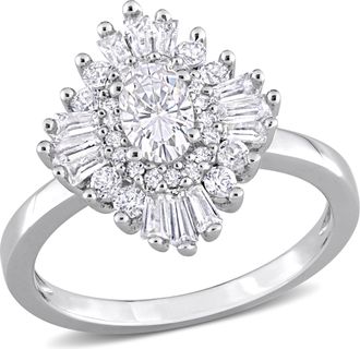 Mimi & Max 2 3/8 CT TGW Created White Sapphire Floral Ring in Sterling Silver