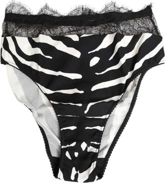 Dolce & Gabbana Zebra Print Lace Trim High Underwear - Dames - Onderbroek - Veelkleurig - S - Leer - Ondergoed