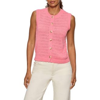 Sanctuary Cotton Pointelle Sleeveless Sweater in Bloom Pink at Nordstrom, Size Xx-Large