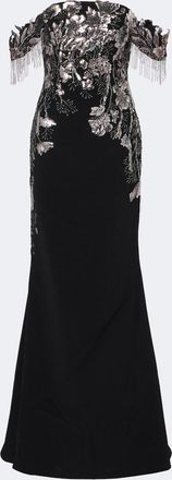 Georges Hobeika Embellished velvet bustier gown
