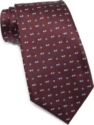Ermenegildo Zegna Diamond Neat Silk Tie in Dark Red Fan at Nordstrom