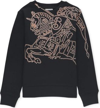 Burberry Kids Sweatshirts, male, Black, 8 Y, Black Crew Neck Long Sleeve Jumper
