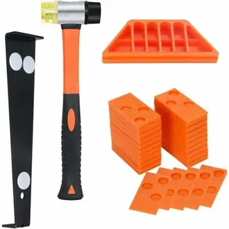 OEM Kit Para Suelo Laminado Con 40 Espaciadores, Mazo De Doble Cabeza, Taco De Impacto Y Barra De Tracci&oacute;n (naranja)