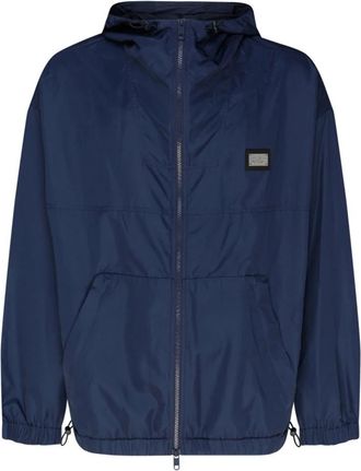 Dolce & Gabbana Nylon Jas met Capuchon en Merklabel - Heren - Zomerjassen - Blauw - XS - Nylon - Jassen