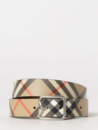 Burberry Reversible Check Coated Cotton and Leather Belt with Pin Buckle