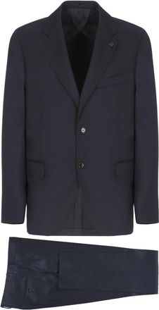 Lardini Single-breasted pak - Heren - Business pakken - Blauw - XL - Wol - Kostuums