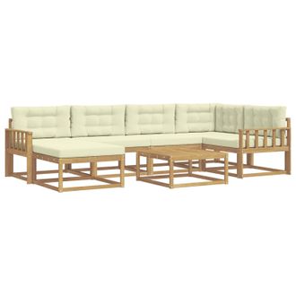 vidaXL Conjunto De Sof&aacute;s De Exterior 7 Pcs Blanco Y Crema Vidaxl