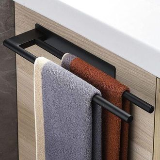 OEM Unidad De Toallero Doble Negro Para Ba&ntilde;o, Soporte Para Toallas De Pared Autoadhesivo, No Requiere Perforaci&oacute;n, Soporte Para Toallas De Cocina De Acero