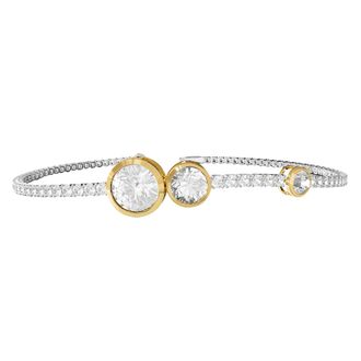 Diamond2Deal 925 Sterling Silver Two-tone 3.5 Ct Round Lab Grown Diamond Bracelet 7