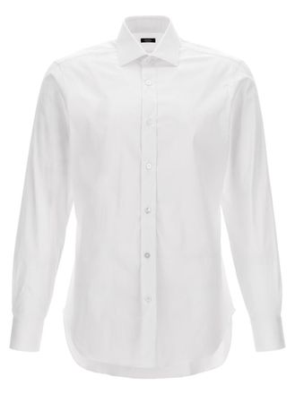 Barba White Slim Solid Shirt