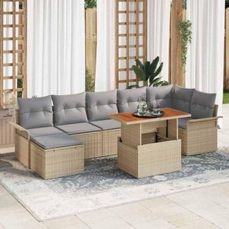 vidaXL Conjunto De Sof&aacute; De Jard&iacute;n 8 Pcs Beige Polirat&aacute;n Vidaxl