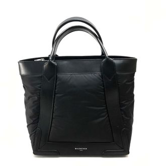 Balenciaga Black Nylon Leather Handbag Tote Bag (Pre-Owned)
