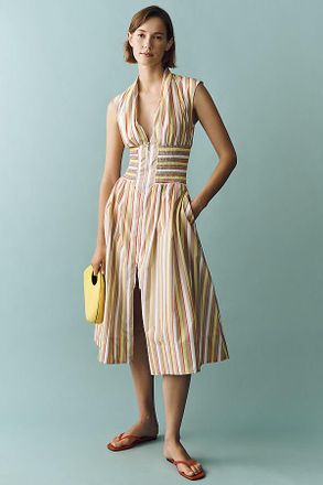 Maeve Tommie Zip-Front Midi Dress