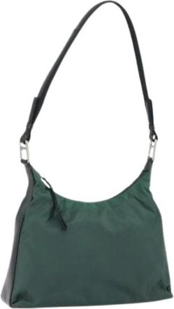 Prada Pre-owned Shoulder Bags, female, Green, Size: ONE SIZE Pre-owned Nylon Shoulder Bag