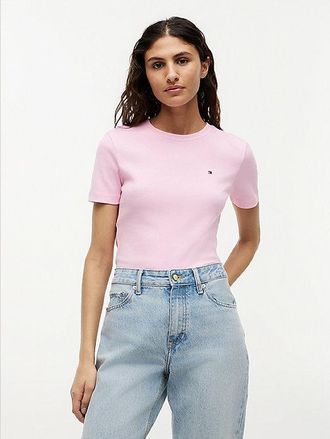 Tommy Hilfiger Flag Embroidery Slim Crew Neck T-Shirt